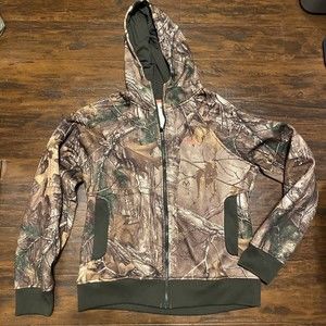 Under Armour Women's Medium Hoodie Real Tree Camo Green Zip Up Sweatshirt